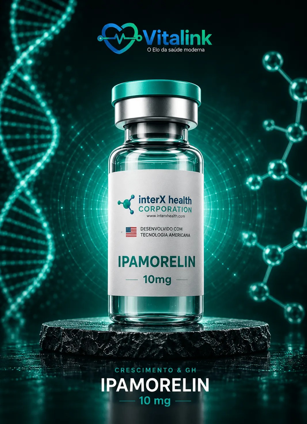 Ipamorelin 10 mg — peptídeo premium da Vitalink