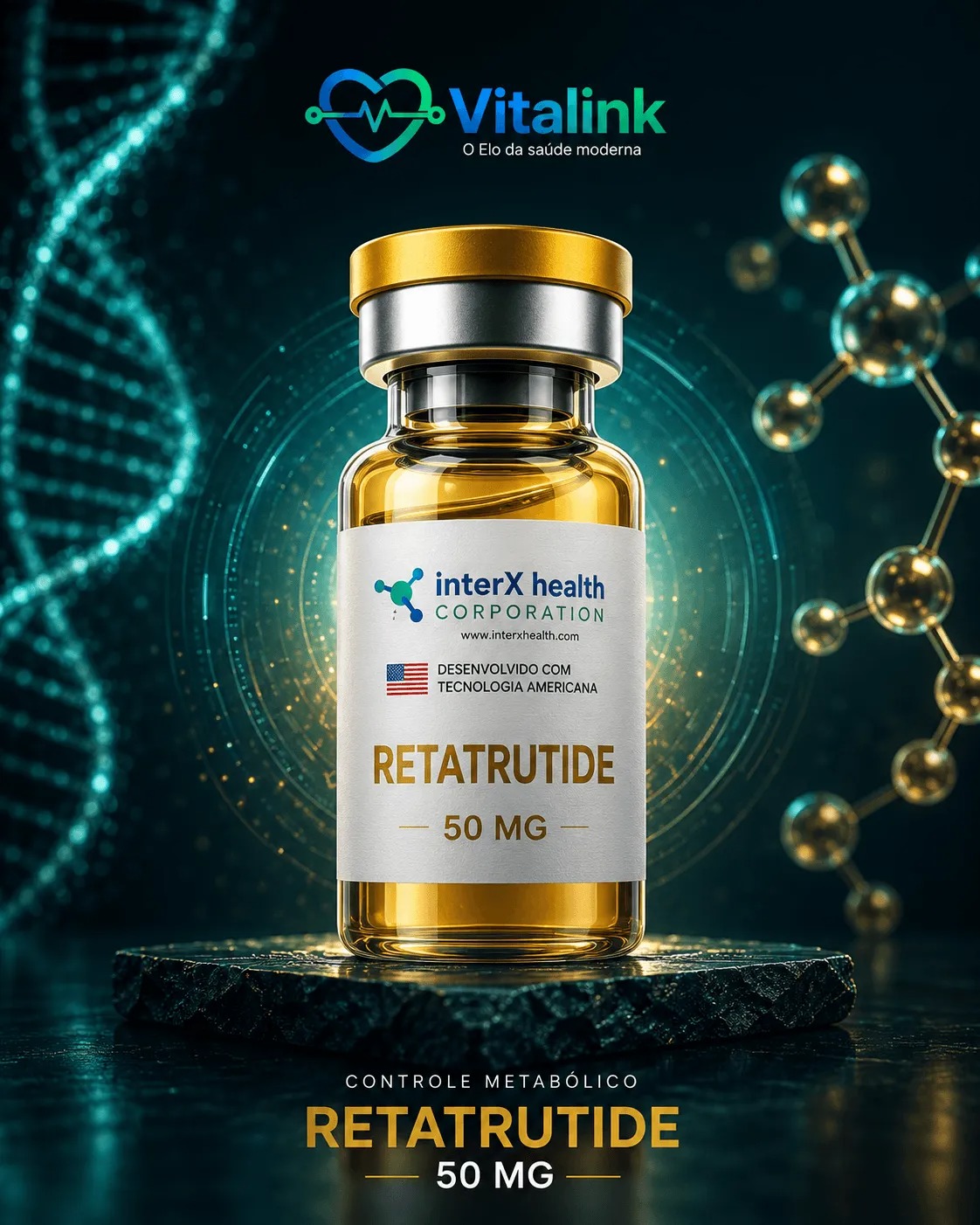 Retatrutide 50 mg — peptídeo premium da Vitalink