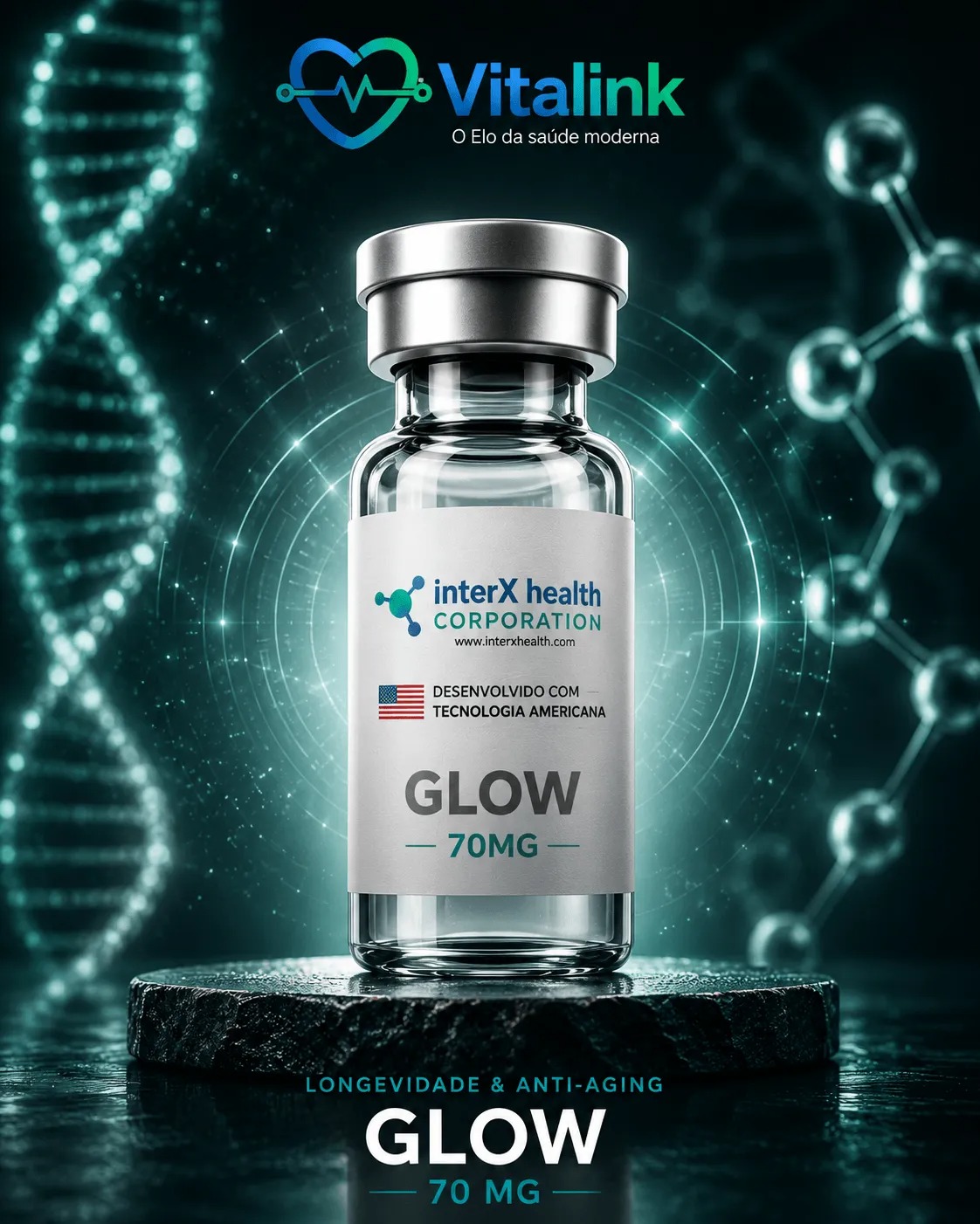 GLOW 70 mg — peptídeo premium da Vitalink