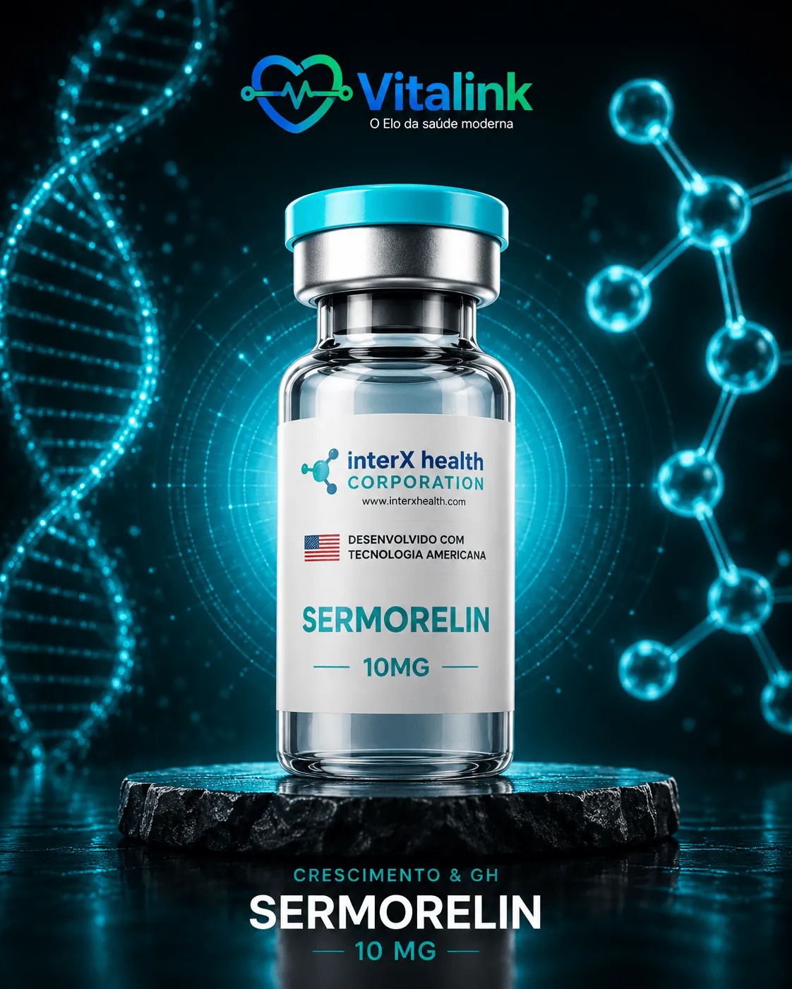 Sermorelin 10 mg — peptídeo premium da Vitalink