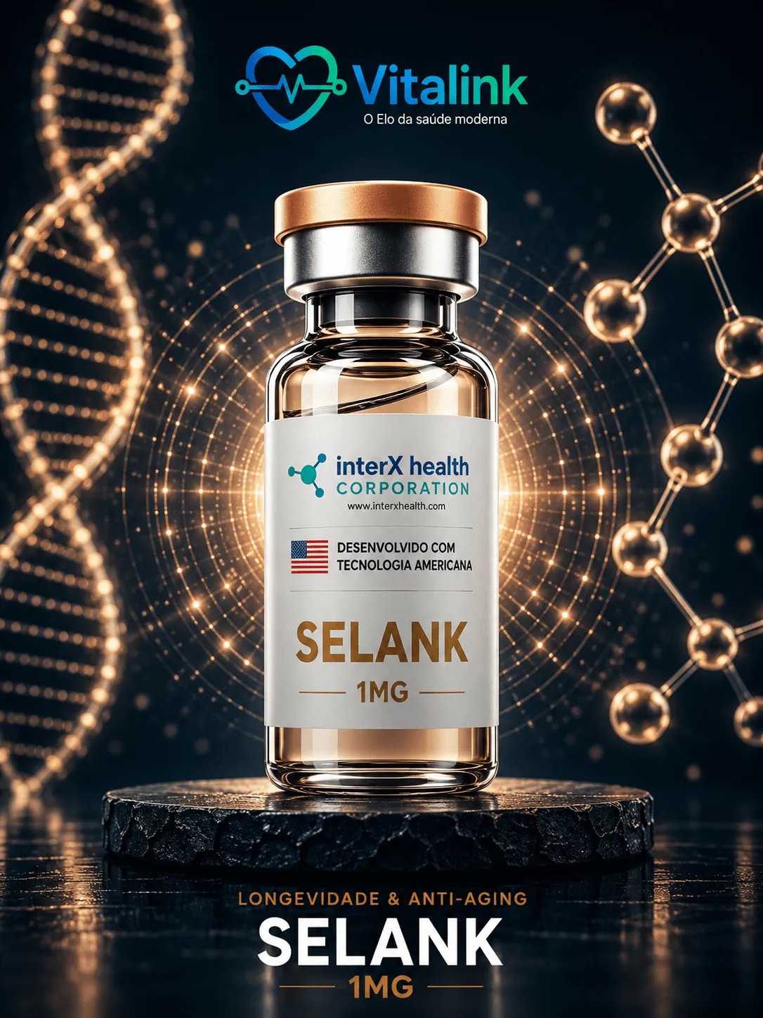 Selank 1 mg — peptídeo premium da Vitalink