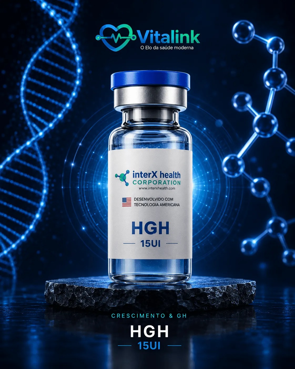 HGH 15UI — peptídeo premium da Vitalink