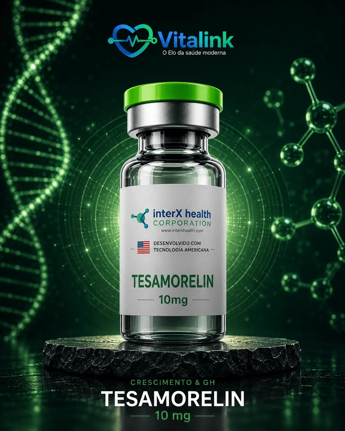 Tesamorelin 10 mg — peptídeo premium da Vitalink